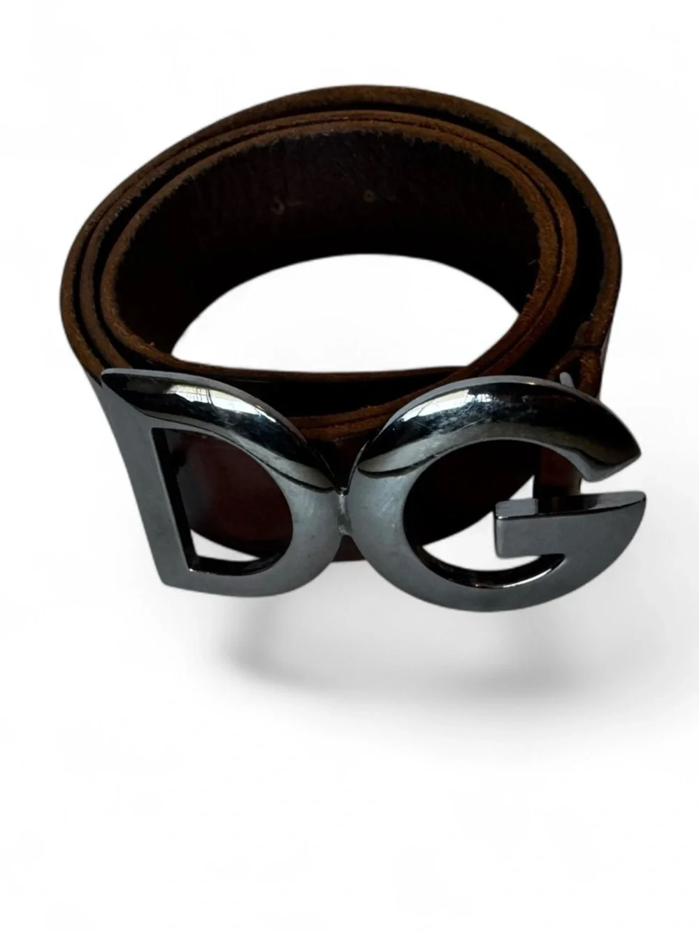 Dolce & Gabbana DG Logo Brown Leather Belt Size 95 (38) - Picture 11 of 13